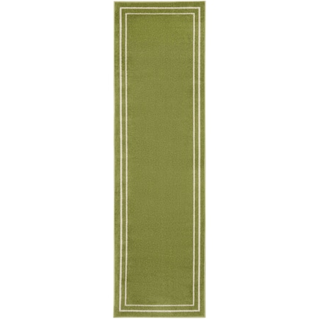 Homeroots 8' Green And Ivory Indoor Outdoor Runner Rug 545508