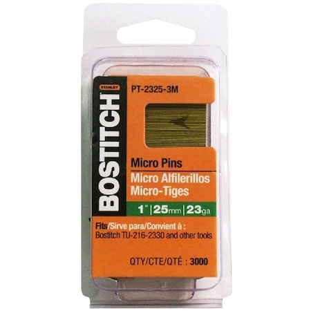Bostitch 3/4'' 23-Gauge Coated Pin Nail, 3000 Ct. PT-2319-3M