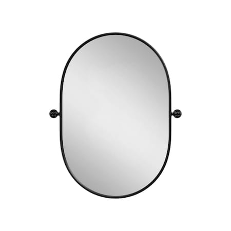 Homeroots 32" Black Aluminum Oval Adjustable Tilting Framed Accent Mirror 691625