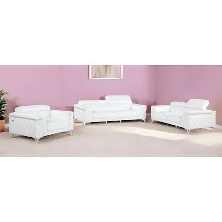 Homeroots White Top Grain Leather Five Person Seating Set 534168