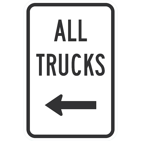 Lyle All Trucks (with Left arrow), 12x18, Non-Reflective, White G-4583-NA_12x18