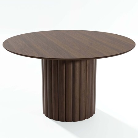 Homeroots 52" Brown Wood Pedestal Base Round Top Dining Table 720649