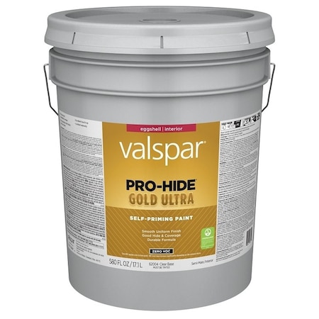 Valspar Pro-Hide Gold Ultra 6200 Latex Paint, Acrylic Base, Eggshell, Clear Base, 5 gal 028.0062004.008