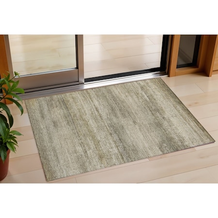 Homeroots 3' X 5' Taupe And Beige Abstract Washable Indoor Outdoor Area Rug 631119