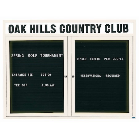 Aarco Illuminated Outdoor Enclosed Directory w/ Al Frame Header, Powder Coated White, 48''Hx60''W OADC4860HIW