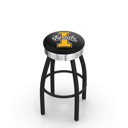 Holland Bar Stool Co 25" Blk Wrinkle Idaho Swivel Bar Stool, Chrome Ring L8B3C25IdahoU