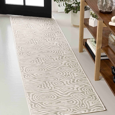 Jonathan Y Eryx Modern Bohemian Abstract Organic Reversible Machine-Washable Gray/Cream 2ft x 8ft Runner Rug SVH103A-28