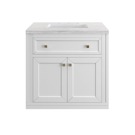 James Martin Vanities Chicago 30 in. Single Vanity, Glossy White, w/ 3 CM Arctic Fall Solid Surface Top 503-V30-GW-3AF