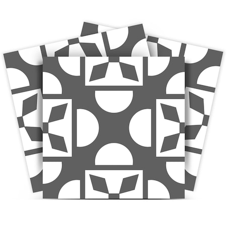 Homeroots 6" X 6" Dark Gray And White Coli Peel And Stick Tiles 390700
