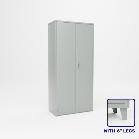 Pucel Heavy Duty Storage Cabinet with Legs, 36 in W x 84 in H x 19 in D, Gray HDSC-3678-19-4L