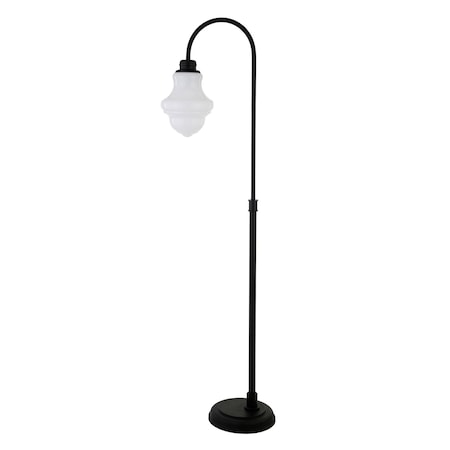 Homeroots 70" Black Arched Floor Lamp With White Frosted Glass Empire Shade 523486