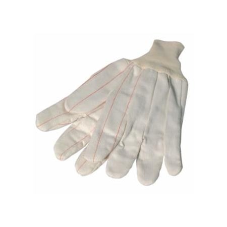 Anchor Brand Cotton/Polyester Corded Double-Palm with Nap-In Finish Gloves, Knit Wrist, Natural, Large, 12PK 101-1060
