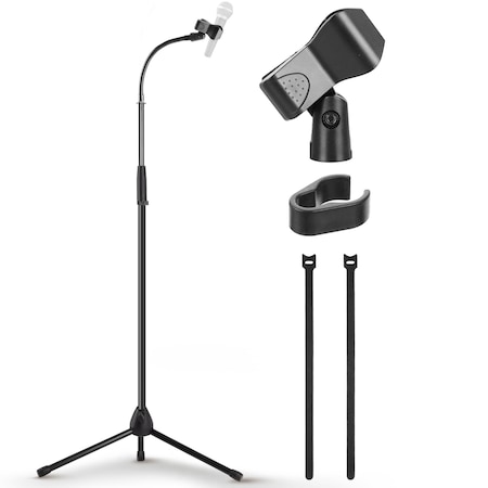 Pyle Tripod Mic Stand, Adjustable Gooseneck Microphone Stand, Sturdy Build, Non-Slip Rubber Feet, Folds PMKS58GN