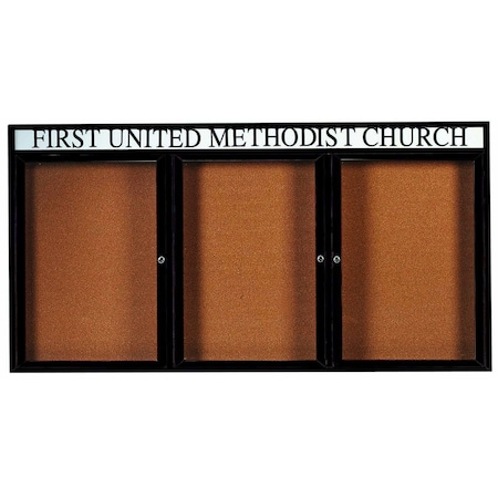 Aarco Enclosed Natural Pebble Grain Cork Bulletin Board w/ Header Bronze Anodized Al Frame, 48''Hx96''W DCC4896-3RHBA