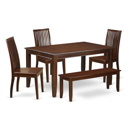 East West Furniture 6 Piece Kitchen Nook Dining Set, 6PK DUIP6-MAH-W