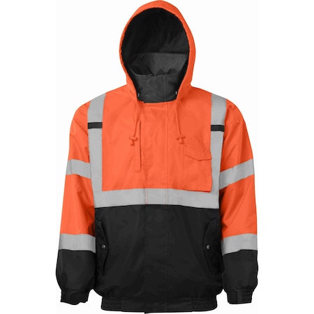 Ironwear Class 3 Hi Vis Fleece Lined Reflective Bomber Jacket, Orange, 4X-Large 6402-O-4XL