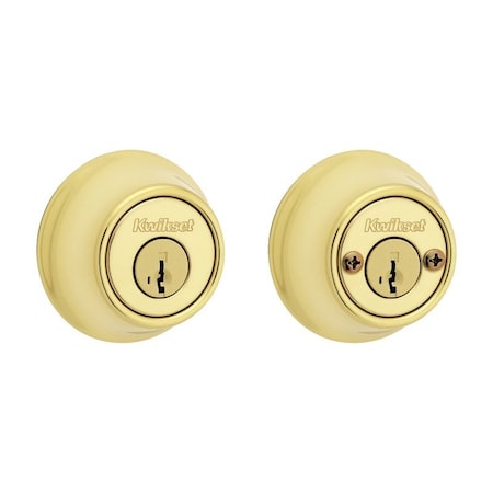 Kwikset Deadbolt, 3 Grade, Keyed Key, Zinc, Polished Brass, 2-3/8, 2-3/4 in Backset, KW1 Keyway 6653SMT6ALSTRKPK3