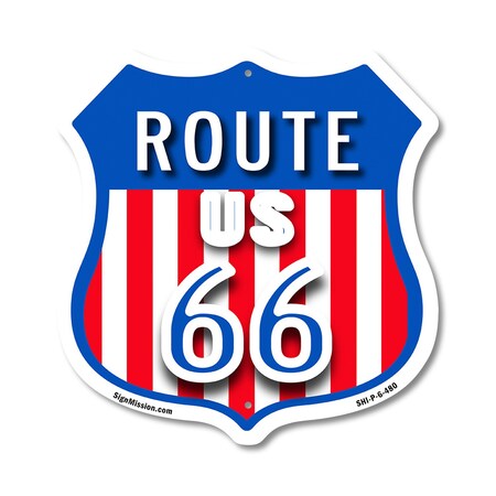 Signmission Route Us 66, 6 Inch X 6 Inch, Plastic Sign SHI-P-6-480