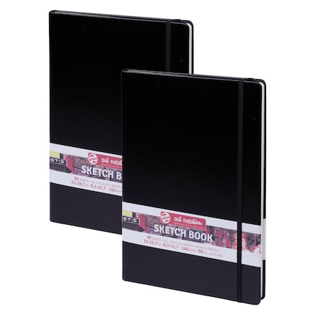 Talens Art Creation Sketchbook, 80 Sheets, 90lbs, Black Cover, 8.3'' x 11.7'' (A4), 2PK 9314003M