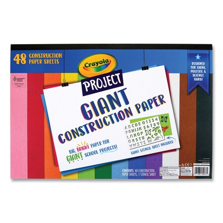 Crayola Project Giant Construction Paper, 18 x 12, Assorted Colors, 48PK 99-0055
