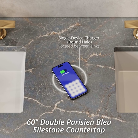 James Martin Vanities Chicago 60in Double Vanity, Walnut Whisper, w/ 3 CM Parisien Bleu Silestone Top 503-V60D-WLW-FPBL