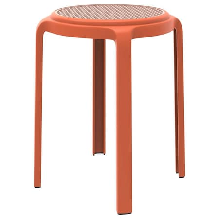 Leisuremod Tresse Stackable Plastic Round Dining Stool with Wicker Seat, Orange TSR13OR