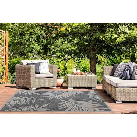 World Rug Gallery Leaf Design for Patio Indoor/Outdoor Area Rug 9 ft x 12 ft Blue 407BLUE9X12