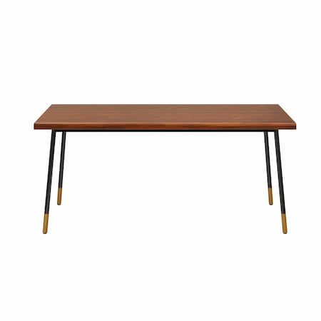 Homeroots 63" Brown Wood Dining Table with Black Steel Legs 400753