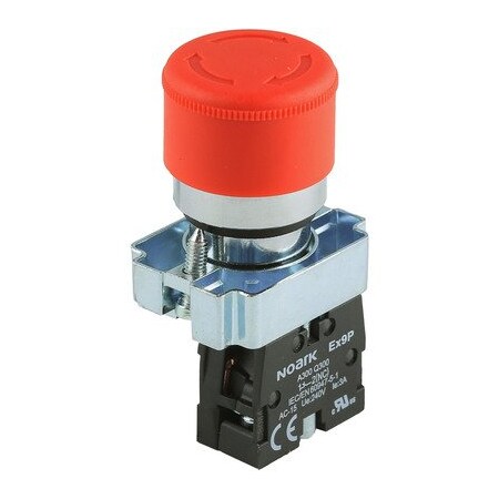 Noark Push-button - Ex9PB - Twist-to-release - 30mm mushroom head - Red - 1NO+1NC EX9PBS445