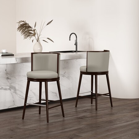 Manhattan Comfort Evalyn Barstool in Stone - Set of 2 2-BS024-ST