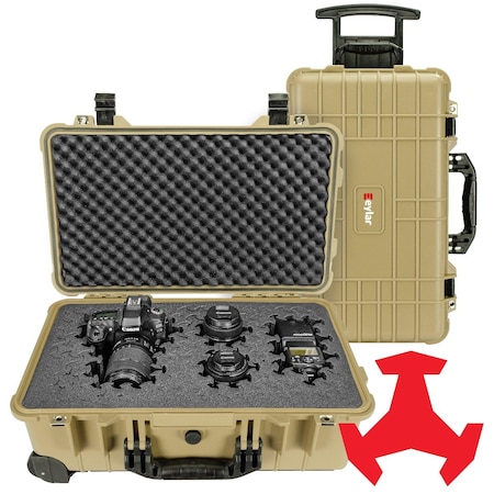 Eylar 22in Carry-On Roller Hard Case With Ragar Reconfigurable & Reusable Crosslinked Foam Insert SA00034-TAN-RG-XP