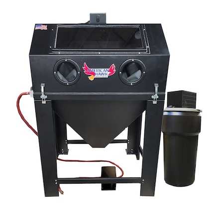 American Hawk Industrial 38inx 60in Abrasive Sandblasting Cabinet, With Dust Collector Black- Foot Pedal Blaster CL3624L-BLK