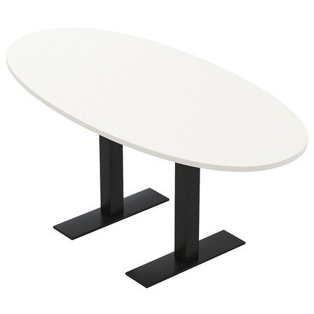 Skutchi Designs 6 Person Conference Table With Power Unit | 6' Boval Table | Harmony Series HAR-BOVL-36X72-T.BK-W960-NA