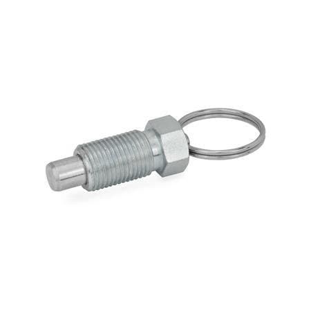 J.W. Winco Indexing Plungers with Pull Ring 717-5-M8X1-AK-ST