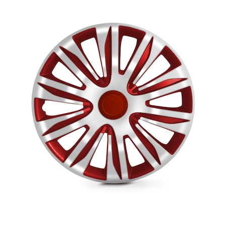Altertrim 16 in Univ Wheel Rim Cover Hubcaps for steel whls, Snap-On, (White & Red Lacq), 4PK CHB-5083-WR-16