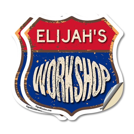Signmission Elijah's Workshop, 12 inch X 12 inch, Vinyl Decal, 2PK SHI-D-2PACK-12-489-ELIJAH