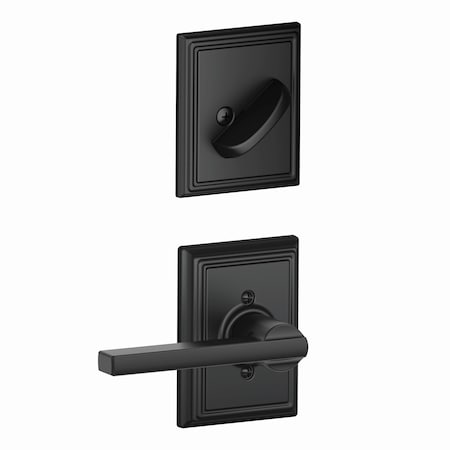 Schlage Residential Latitude Lever with Addison Rose Interior Active Trim with 12326 Latch and 10269 Strikes Matte F59LAT622ADD