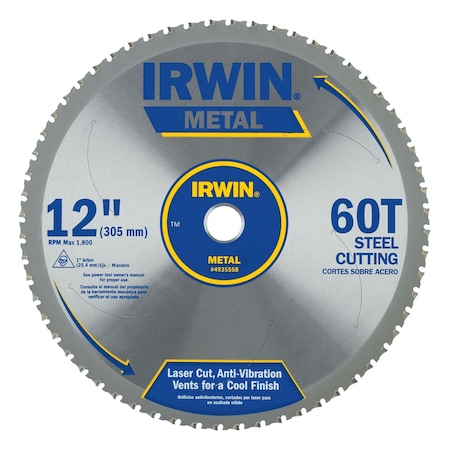 Irwin 12", 60-Teeth Circular Saw Blade 4935558