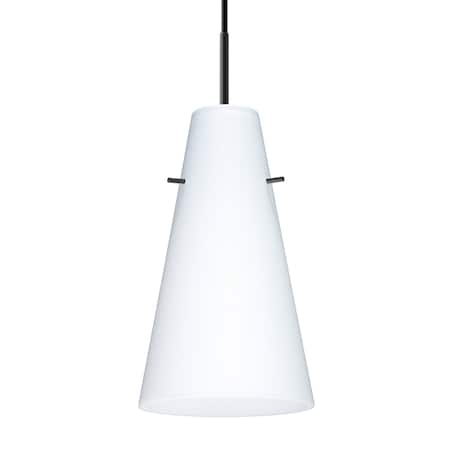Besa Lighting Besa Cierro Pendant, Opal Matte, Black Finish, 1x 9W LED 1JT-412407-LED-BK