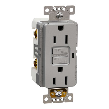 Square D Straight Blade Receptacle, 15 A, 125V AC, 2 Pole, Flush Mount, Self-Grounded SQR51101GY