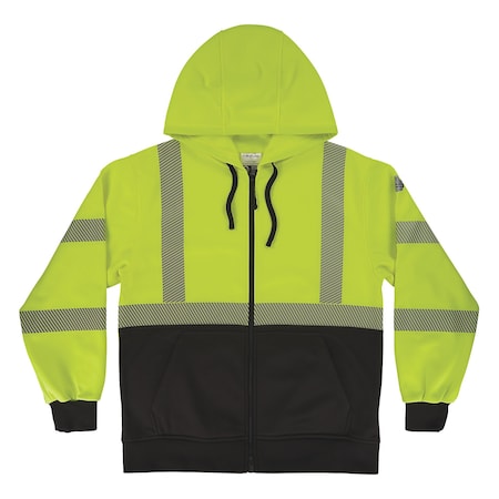 Ergodyne M Lime Type R Class 3 Performance Hi-Vis Zip-Up Hoodie 8318BK