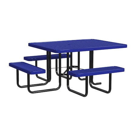 Leisure Craft 46" Square ADA Accessible Outdoor Picnic Table with 3 Bench Seats, Navy T46SQP-ADA-NAVY