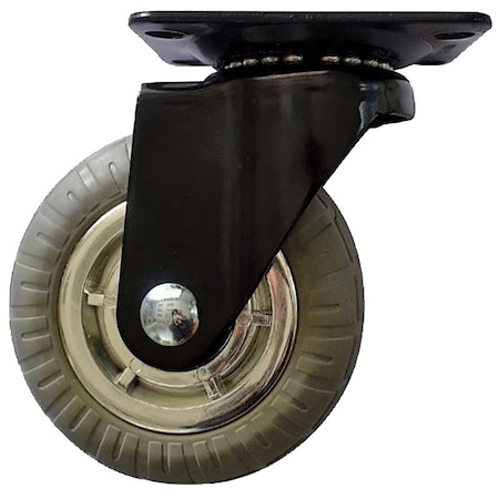 Shepherd Hardware Swivel Caster, 5 in Dia Wheel, Rubber Wheel, Chrome, 264 lb 6270
