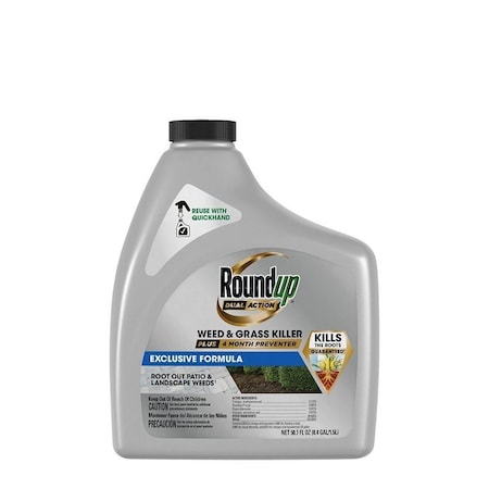 Roundup Dual Action Weed and Grass Killer Plus 4 Month Preventer Refill System, Liquid, Yellow, 1.5 L 5324801
