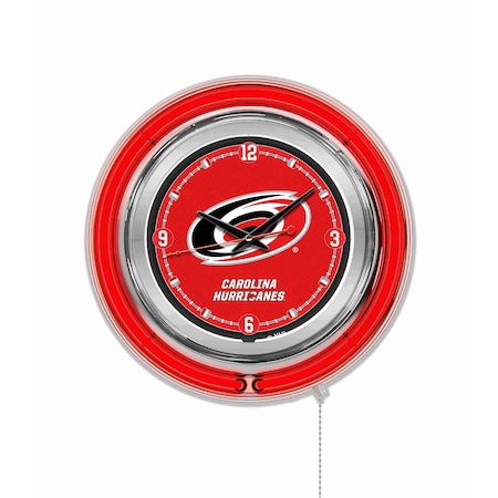 Holland Bar Stool Co Carolina Hurricanes Double Neon 15" Clock, NHL Clk15CarHur
