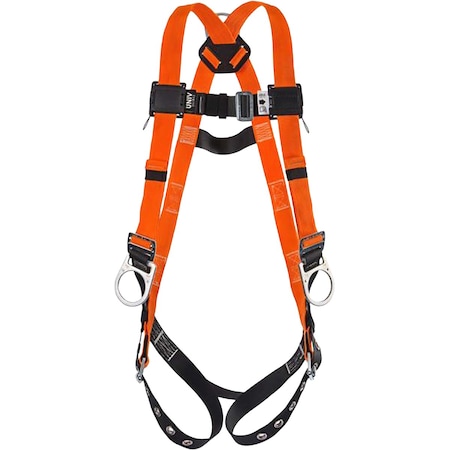 Miller Non-Stretch Full-Body Harness w/Hi-Viz Webbing, 5 Points of Adjustment, Back/Side D-Rings, Mating Ches T4007/UAK