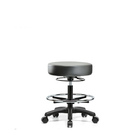 Blue Ridge Ergonomics Vinyl Mini-Stool, Med Bench, CF, Casters, Sterling BR-VMBMS-RG-CF-RC-8840