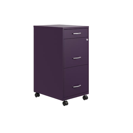 Space Solutions 14.25 in W 3 Drawer Mobile Vertical File Cabinet, Midnight Purple 25285