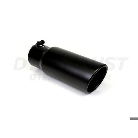 Different Trends BLACK POWDER COATED 6IN ROLLED SLANT 15IN BOLT ON BLK EXHAUST TIP 5.00 BQ9-506015RBK