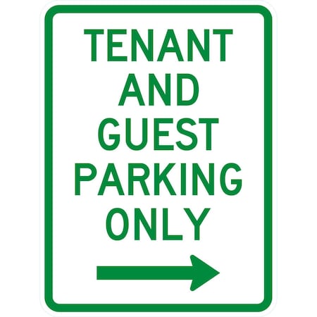 Lyle Tenant and Guest Parking Only with right arrow, 18x24, High Intensity Prismatic, White G-10467-HI_18x24